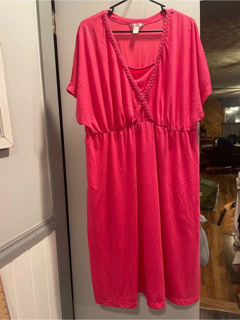 White Stag Bright Pink V-Neck Knit dress size XXL/20